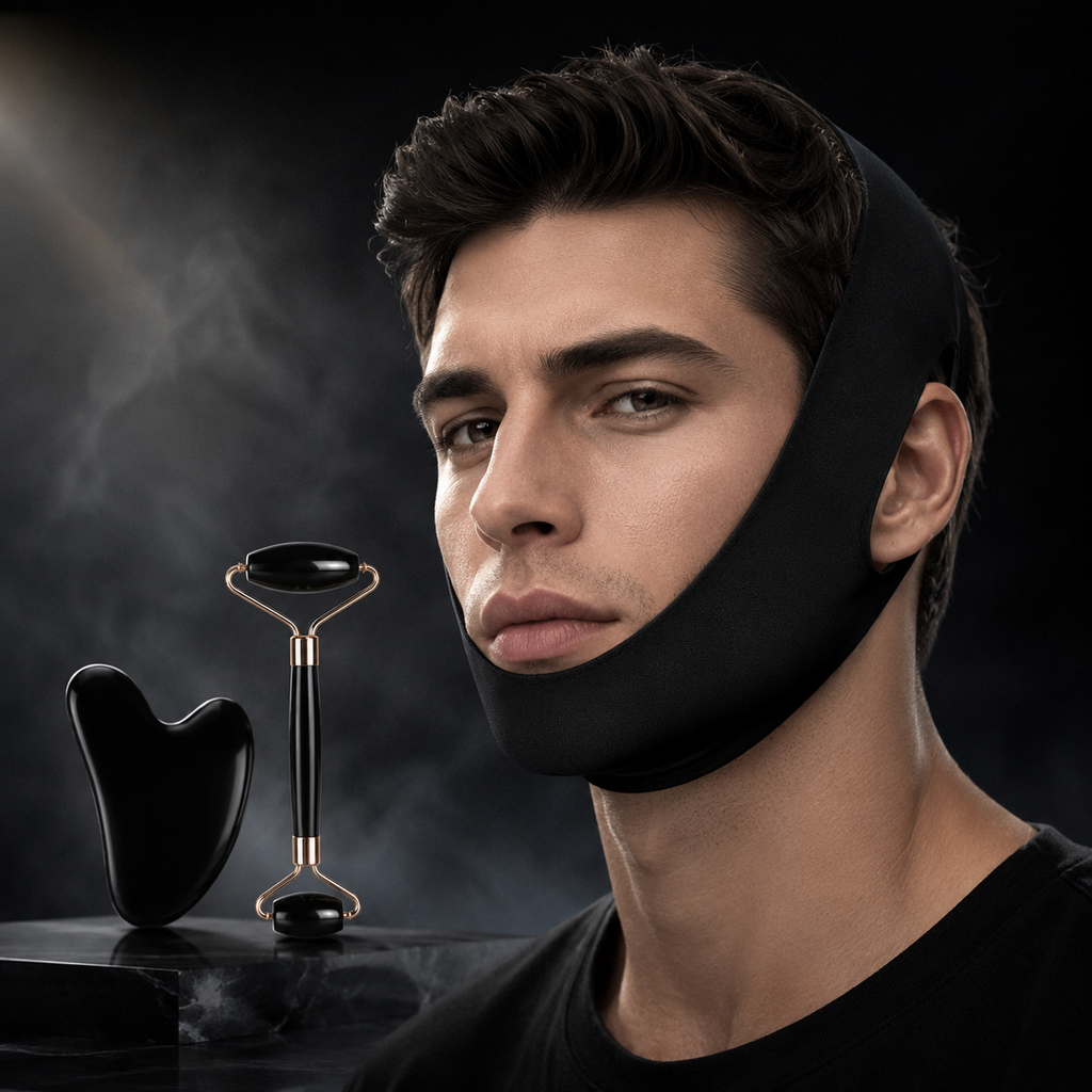 V-Line Jaw Sculpting Kit — Chin Strap, Gua Sha & Facial Roller